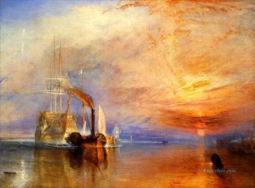 風景 Painting - 戦闘中のテメレールは解散するために最後の停泊地に引きずり込まれた 海の風景 ターナー